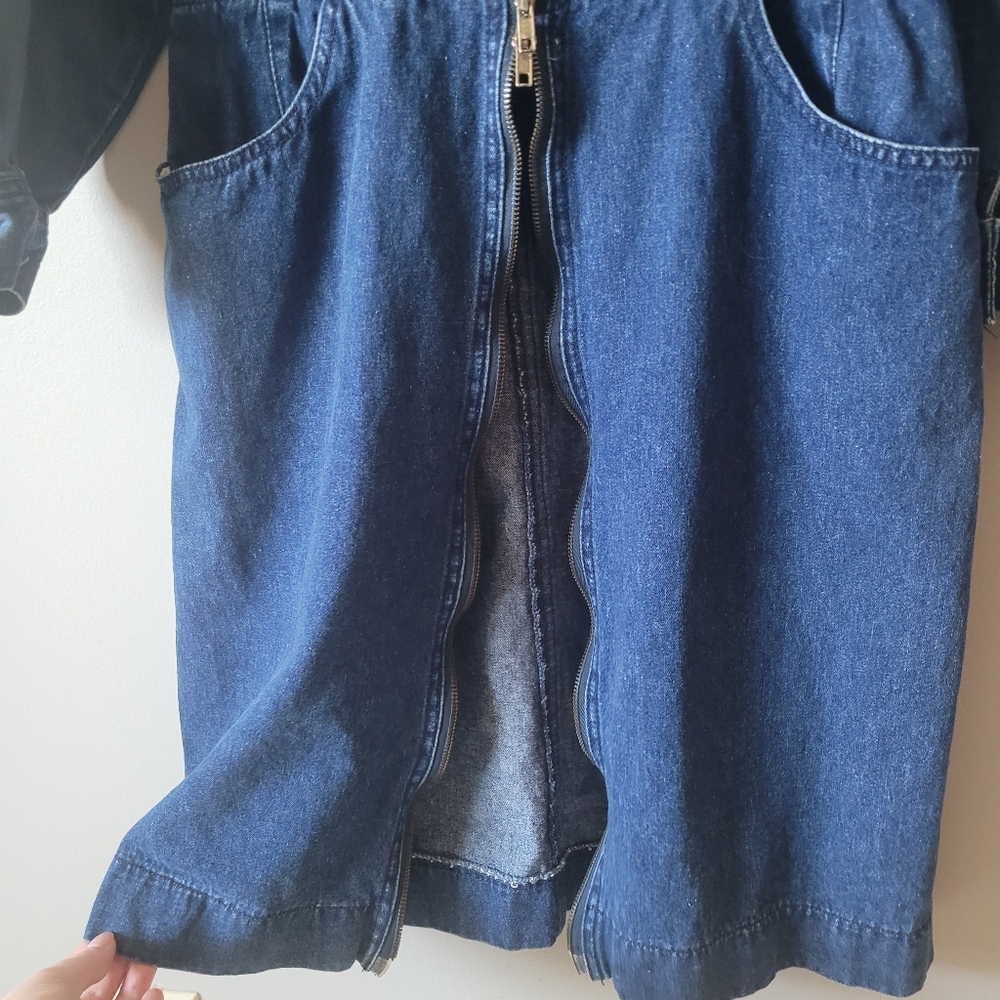 1980s denim zip front dress - Picture 5 of 9